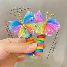 Efna Store 2 Li Tül Kelebek Renkli Burgu Yaylı Spiral Makarna Toka(2 Adet)