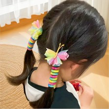 Efna Store 2 Li Tül Kelebek Renkli Burgu Yaylı Spiral Makarna Toka(2 Adet)