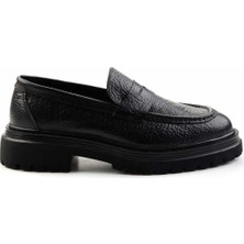 Bambi Siyah Deri Erkek Loafer Ayakkabı E01585747603