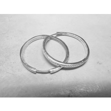 Shiny Spectra Büyük Boy Hoop 925 Ayar Gümüş Küpe Zirkon Taşlı Beyaz Renk