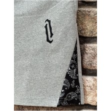 Erkek Dikey Baskılı Oversize T-Shirt Şort