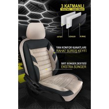 Renault Megane  2016-2020UYUMLU Oto Koltuk Kılıfı Comfort Serisi - Siyah-Bej