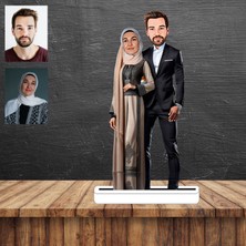Tesettürlü Kadın ve Eşi Karikatür Figürü,sevgiliye Hediye,doğum Günü Hediyesi