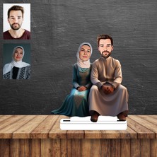 Tesettürlü Bayan ve Eşi Karikatür Figürü,sevgiliye Hediye,doğum Günü Hediyesi