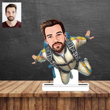 Paraşüt ile Atlayan Karikatür Figürü,sevgiliye Hediye,doğum Günü Hediyesi