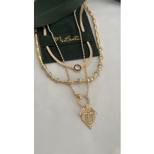 Mi Brillo Accessories Özel Tasarım Gold İnce Hasır, Taşlı Rita Kolye ve Şovalye Meyra Kolye Leyla Serenay Kolye