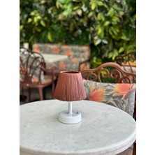 Maison Avf Deri Kahverengi Kablosuz Masa Lambası Beyaz Ayaklı Abajur Aydınlatma