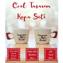 Ikili Özel Tasarım El Yapımı Kalp Kupa Mug - Çay Kahve Fincanı Seti