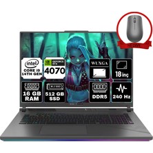 Asus Rog Strix G18 Intel Core I9 14900HX 16GB 512GB SSD RTX4070/8GB W11P 18'' 240Hz Wqxga Taşınabilir Bilgisayar G814JIR-n6061-A69 & Anzar Mouse