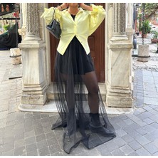 Kimono Truvakar Bağcıklı Kol Detaylı Ipeksi Gömlek