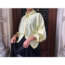 Kimono Truvakar Bağcıklı Kol Detaylı Ipeksi Gömlek