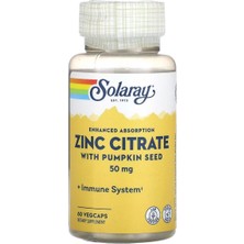 Solaray Zinc Citrate With Pumpkin Seed 50 Mg 60 Veg Kapsül