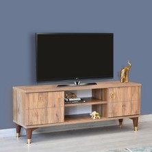 Neva Mobilya Lena TV  Sehpası Atlantik Çam 2 Kapaklı Orta Raflı Sehpa 130x36x50 Cm