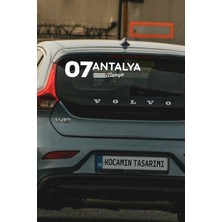 Kocamın Tasarımı Antalya 07 Plaka Kodlu Beyaz Araç Sticker Alanya Ilçe Yazılı Özel Tasarım 40X8 cm  Şehir ve Ilçe Temalı Kaliteli Sticker