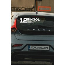 Bingöl 12 Plaka Kodlu Beyaz Araç Sticker Adaklı Ilçe Yazılı Özel Tasarım 40X8 cm  Şehir ve Ilçe Temalı Kaliteli Sticker