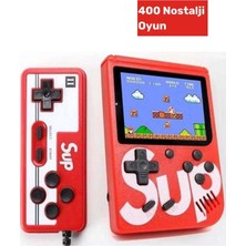 Premium Seri Çift Kol 400 Nostalji Oyunlu Mini Atari Gameboy Gamebox Oyun Konsolu Kırmızı