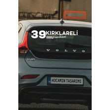 Kocamın Tasarımı Kırklareli 39 Plaka Kodlu Beyaz Araç Sticker Pınarhisar Ilçe Yazılı Özel Tasarım 40X8 cm  Şehir ve Ilçe Temalı Kaliteli Sticker