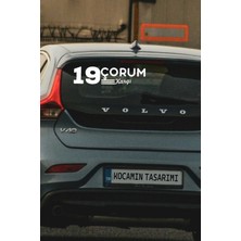 Çorum 19 Plaka Kodlu Beyaz Araç Sticker Kargı Ilçe Yazılı Özel Tasarım 40X8 cm  Şehir ve Ilçe Temalı Kaliteli Sticker