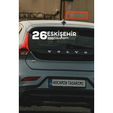 Eskişehir 26 Plaka Kodlu Beyaz Araç Sticker Odunpazarı Ilçe Yazılı Özel Tasarım 40X8 cm  Şehir ve Ilçe Temalı Kaliteli Sticker