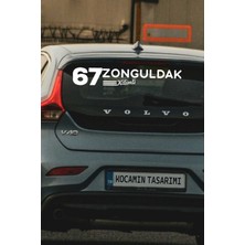 Kocamın Tasarımı Zonguldak 67 Plaka Kodlu Beyaz Araç Sticker Kilimli Ilçe Yazılı Özel Tasarım 40X8 cm  Şehir ve Ilçe Temalı Kaliteli Sticker