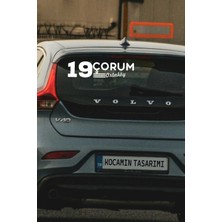 Kocamın Tasarımı Çorum 19 Plaka Kodlu Beyaz Araç Sticker Ortaköy Ilçe Yazılı Özel Tasarım 40X8 cm  Şehir ve Ilçe Temalı Kaliteli Sticker
