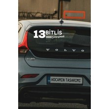 Kocamın Tasarımı Bitlis 13 Plaka Kodlu Beyaz Araç Sticker Güroymak Ilçe Yazılı Özel Tasarım 40X8 cm  Şehir ve Ilçe Temalı Kaliteli Sticker