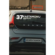 Kocamın Tasarımı Kastamonu 37 Plaka Kodlu Beyaz Araç Sticker Merkez Ilçe Yazılı Özel Tasarım 40X8 cm  Şehir ve Ilçe Temalı Kaliteli Sticker