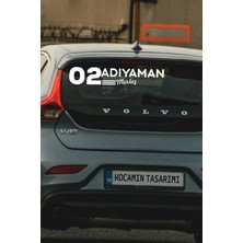 Adıyaman 02 Plaka Kodlu Beyaz Araç Sticker Merkez Ilçe Yazılı Özel Tasarım 40X8 cm  Şehir ve Ilçe Temalı Kaliteli Sticker
