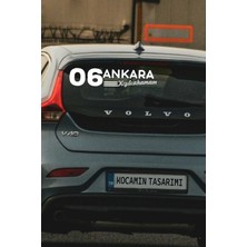 Kocamın Tasarımı Ankara 06 Plaka Kodlu Beyaz Araç Sticker Kızılcahamam Ilçe Yazılı Özel Tasarım 40X8 cm  Şehir ve Ilçe Temalı Kaliteli Sticker