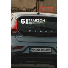 Trabzon 61 Plaka Kodlu Beyaz Araç Sticker Dernekpazarı Ilçe Yazılı Özel Tasarım 40X8 cm  Şehir ve Ilçe Temalı Kaliteli Sticker