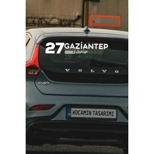 Kocamın Tasarımı Gaziantep 27 Plaka Kodlu Beyaz Araç Sticker Islahiye Ilçe Yazılı Özel Tasarım 40X8 cm  Şehir ve Ilçe Temalı Kaliteli Sticker