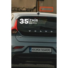 Kocamın Tasarımı Izmir 35 Plaka Kodlu Beyaz Araç Sticker Kiraz Ilçe Yazılı Özel Tasarım 40X8 cm  Şehir ve Ilçe Temalı Kaliteli Sticker