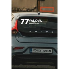 Yalova 77 Plaka Kodlu Beyaz Araç Sticker Merkez Ilçe Yazılı Özel Tasarım 40X8 cm  Şehir ve Ilçe Temalı Kaliteli Sticker