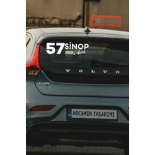 Sinop 57 Plaka Kodlu Beyaz Araç Sticker Erfelek Ilçe Yazılı Özel Tasarım 40X8 cm  Şehir ve Ilçe Temalı Kaliteli Sticker