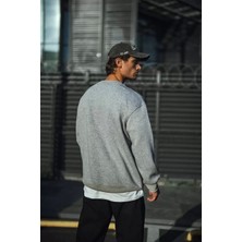 Kışlık Bisiklet Yaka Üç Iplik Basic Sweatshirt - Gri