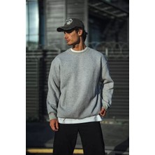 Kışlık Bisiklet Yaka Üç Iplik Basic Sweatshirt - Gri