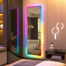 Rgb Işıklı Ayna Kumandalı Boy Aynası / Işıklı Duvar Aynası / Işıklı Lavobo Aynası 150 50 cm
