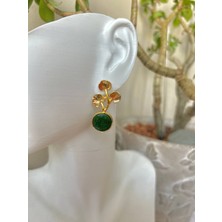 Lune D'or Accessories Gold Tasarım Çelik Modern Doğal Taş Küpe