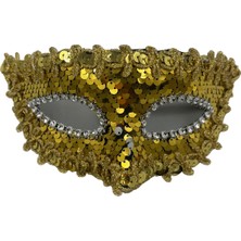 Kidspartim Plastik Pullu  Gold Maske