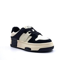 Guja G24K358 Hakiki Deri Siyah Bej Kadın Sneaker Spor Ayakkabı