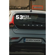 Kocamın Tasarımı Rize 53 Plaka Kodlu Beyaz Araç Sticker Fındıklı Ilçe Yazılı Özel Tasarım 40X8 cm  Şehir ve Ilçe Temalı Kaliteli Sticker