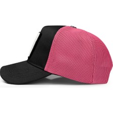 BlackBörk V1 Trucker See You Later Never - 1 Kod Logolu Unisex Siyah-Pembe Şapka