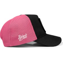 BlackBörk V1 Trucker Good Luck - 1 Kod Logolu Unisex Siyah-Pembe Şapka
