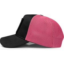 BlackBörk V1 Trucker Good Luck - 1 Kod Logolu Unisex Siyah-Pembe Şapka