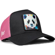 BlackBörk V1 Trucker Panda - 7bs Kod Logolu Unisex Siyah-Pembe Şapka