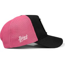 BlackBörk V1 Trucker Panda - 7bs Kod Logolu Unisex Siyah-Pembe Şapka