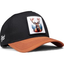 BlackBörk V1 Baseball Geyik - 1bs Kod Logolu Unisex Kiremit Siperli-Siyah Şapka