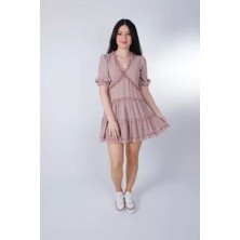 Kadın Pudra Mini Elbise