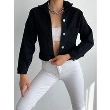 Sophia Star Çift Cepli Denim Crop Ceket