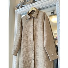 Invee 6955 Camel Lale Desenli Kapitone Kap